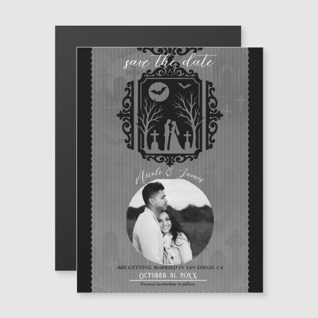 Vœux de cimetière Noir & Gris Gothique Annonce de  (Devant / Derrière)