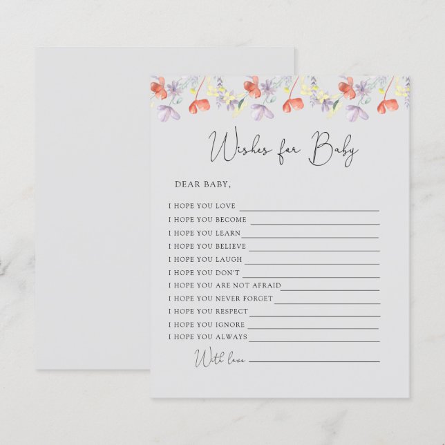 Vœux de fleurs sauvages pour bébé (Devant / Derrière)