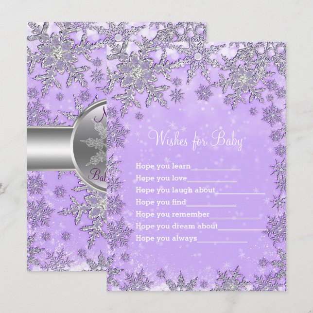 Vœux de flocons de neige violets pour carte de fêt (Devant / Derrière)