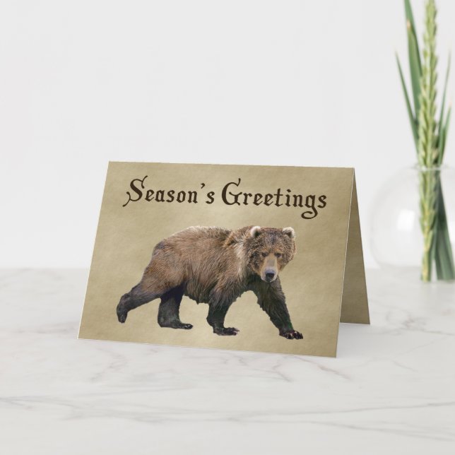 Vœux de la saison - Carte de Noël de l'ours Kodiak (Devant)