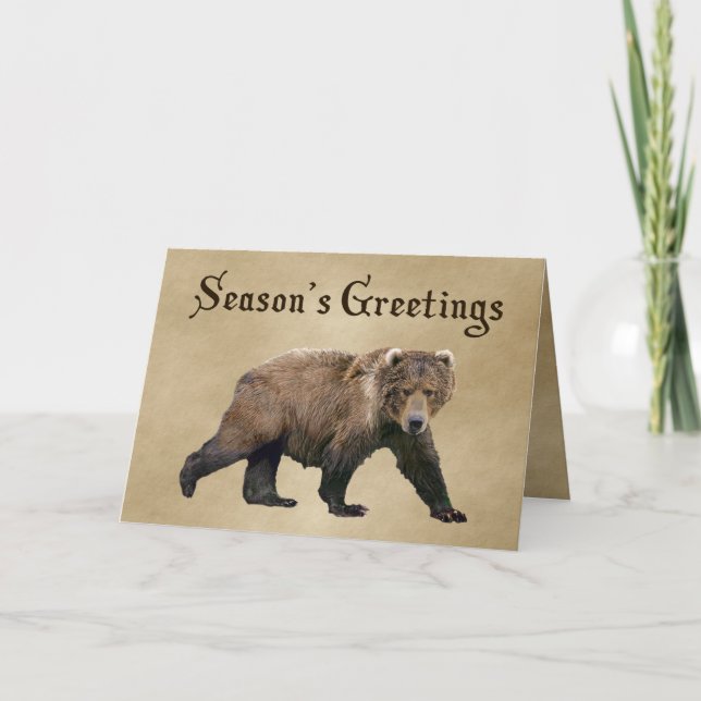 Vœux de la saison - Carte de Noël d'un ours kodiak (Devant)