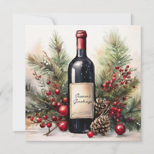 Vœux de la saison sur une invitation de bouteille 
