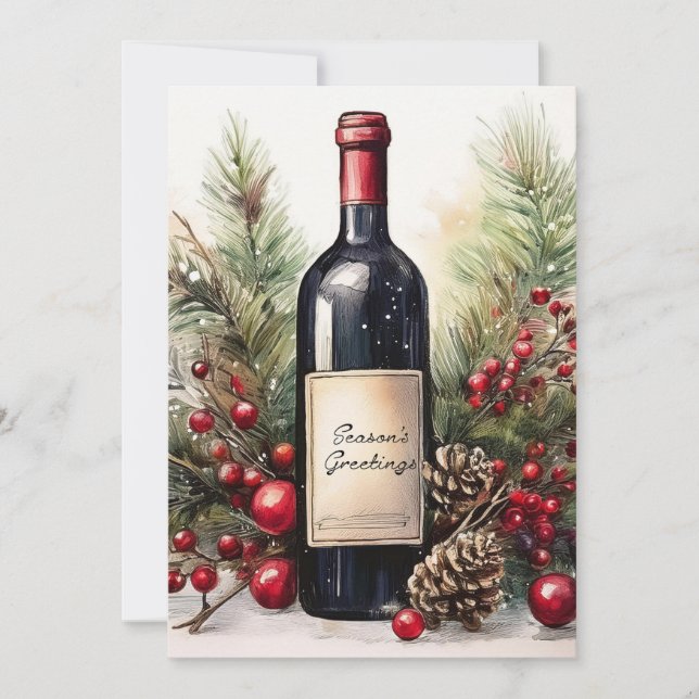 Vœux de la saison sur une invitation de bouteille  (Devant)