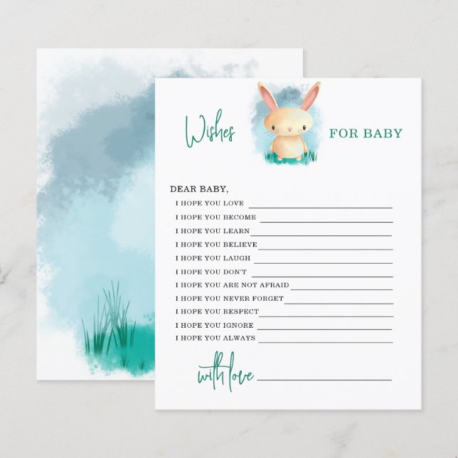 Vœux de lapin pour carte de bébé (Devant / Derrière)