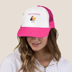 Voeux de Noël Casquette imprimé blanc et rose chau