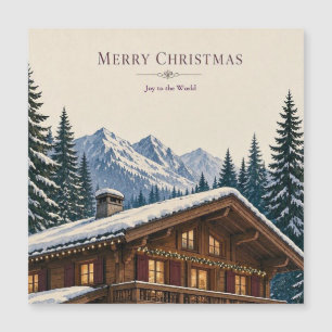Vœux de Noël Chalet d'Hiver Alpin enneigé