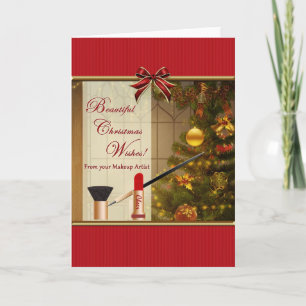 Voeux de Noël de la carte blanche de maquillage ar