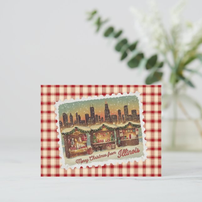 Vœux de Noël de la carte de vacances de l'Illinois (Debout devant)