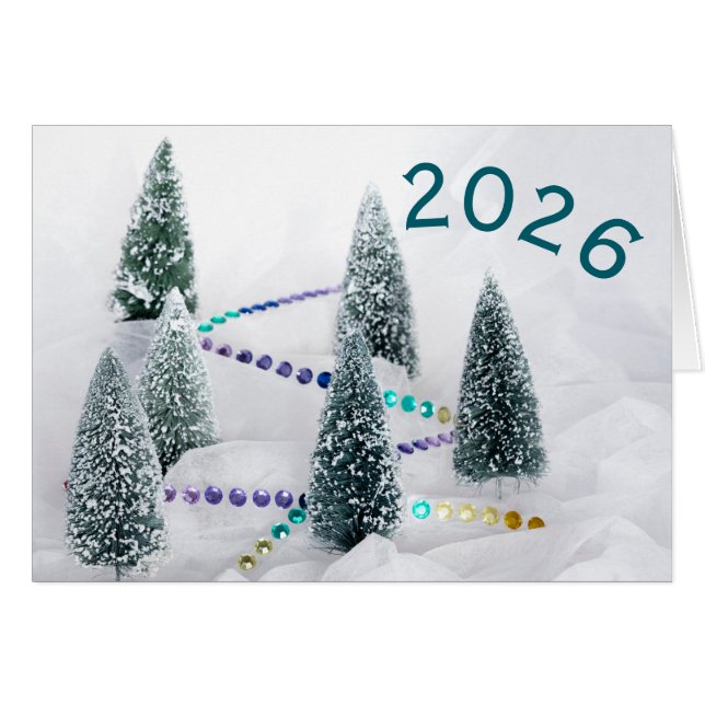 vœux de Noël et nouvel an 2026 avec strass (Devant horizontal)