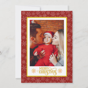 Vœux de Noël Famille Photo et écriture dorée