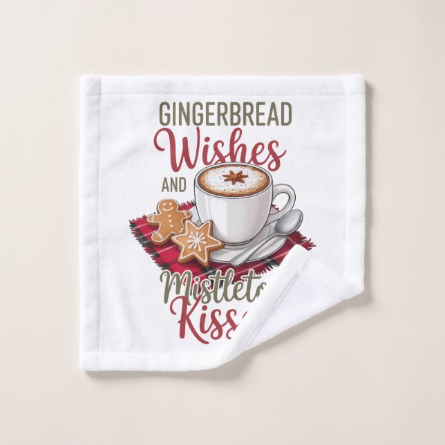Vœux de pain d'épices et baisers de gui Noël (Gant de toilette)