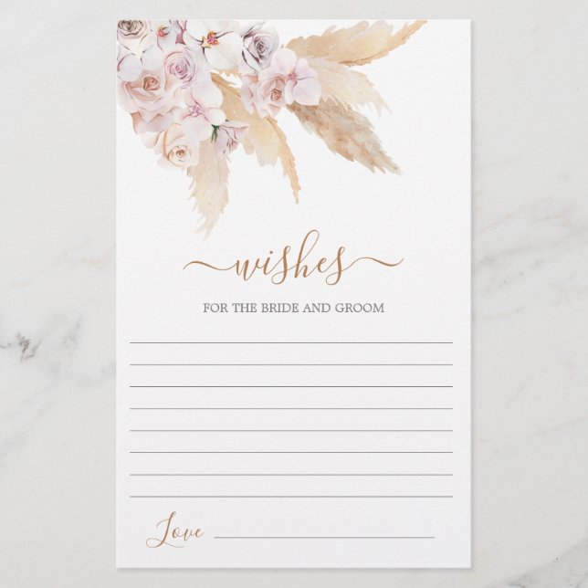 Voeux de Pampas Grass pour la carte Mariée (Devant)