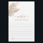 Voeux de Pampas Grass pour la carte Mariée<br><div class="desc">Pampas Grass Boho souhaite pour la carte mariée et mariée</div>