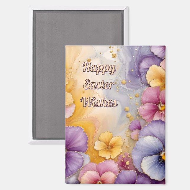 ~ VOEUX DE PAQUES ~ Fleurs ~  Magnet (Recto/Verso)