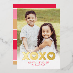 Vœux En Aluminium Beau XOXO Foil Carte photo de la Saint Valentin