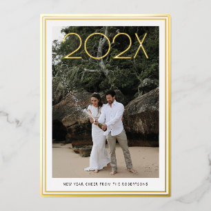 Vœux En Aluminium Big Year Gold Frontière Nouvel An Carte photo de v