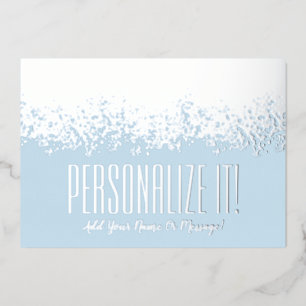 Vœux En Aluminium Bleu De Glace Avec Huile D'Argent Glitzy Carte Fro