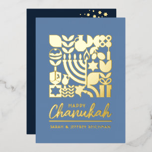 Vœux En Aluminium Bonne Hanoukka juive Greeting Foil Carte de vacanc