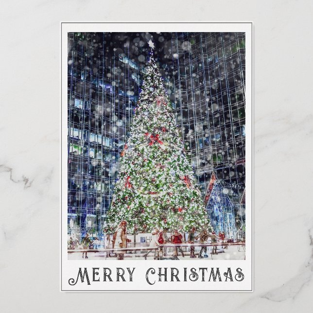 Vœux En Aluminium Carte Arbre de Noël (Recto)