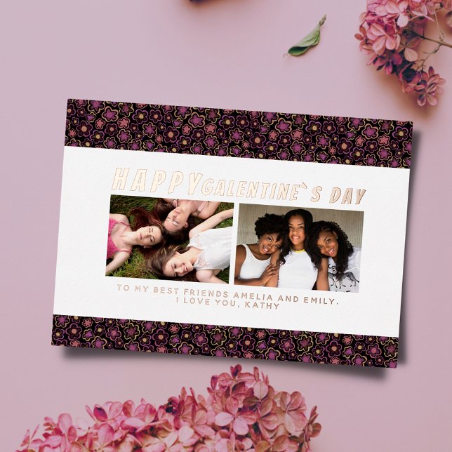 Vœux En Aluminium Carte de Galentine avec motif floral et 2 photos (Créateur téléchargé)