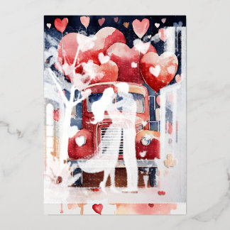 Vœux En Aluminium Carte de la Saint-Valentin pour un camion romantiq