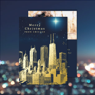 Vœux En Aluminium Carte de Noël à paillettes étoile de Chicago Ajout