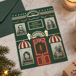 Vœux En Aluminium Carte de Noël avec façade de magasin et multiples