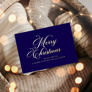 Vœux En Aluminium Carte de Noël Bleu Nuit et Or