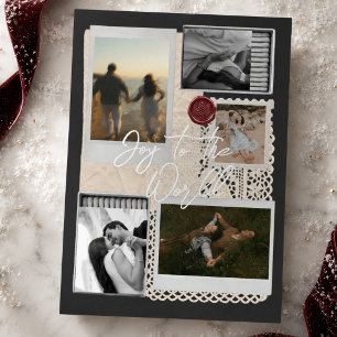 Vœux En Aluminium Carte de Noël Collage de Voyage Familial Photo Joi