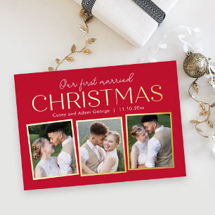 Vœux En Aluminium Carte de Noël Collage VRAI FEUILLE D'OR Fête Photo