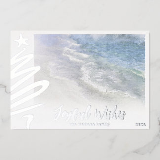 VŒUX EN ALUMINIUM CARTE DE NOËL DE PLAGE | CÔTE MODERNE NAUTIQUE