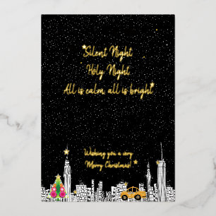 Vœux En Aluminium Carte de Noël de Taxi City avec photo de New York