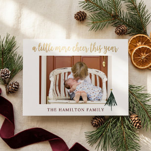 Vœux En Aluminium Carte de Noël élégante avec photo de bébé et feuil