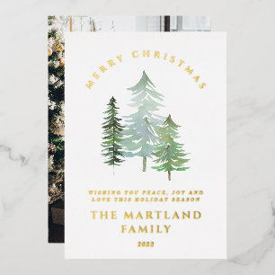 Vœux En Aluminium Carte de Noël festive forêt aquarelle