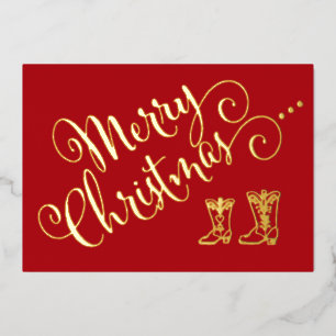 Vœux En Aluminium Carte de Noël Foil Cowboy Boots