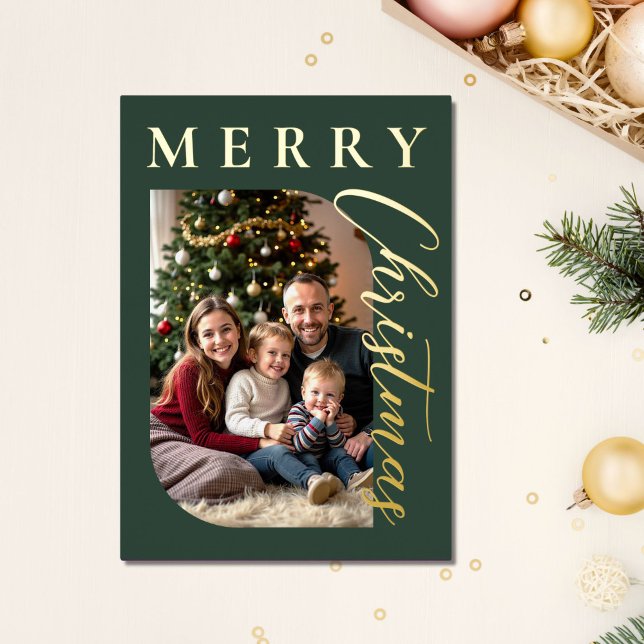 Vœux En Aluminium Carte de Noël Joyeux vert moderne (Créateur téléchargé)