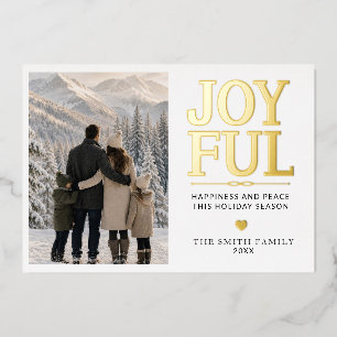 Vœux En Aluminium Carte de Noël Moderne avec Famille Joyeuse et Feui