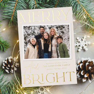 Vœux En Aluminium Carte de Noël Moderne Merry and Bright Photo