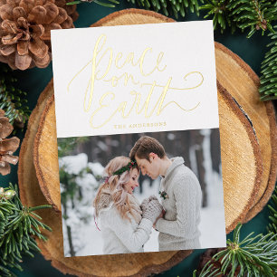 Vœux En Aluminium Carte de Noël "Paix sur Terre" avec photo et écrit