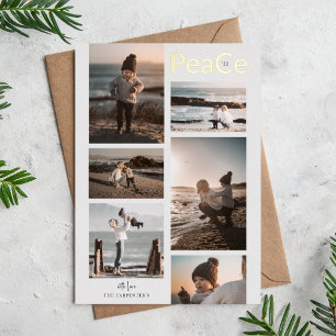 Vœux En Aluminium Carte de Noël PeaCe 6 Collage Photo Or