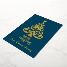Carte de Noël personnalisée avec feuille d'or sarc