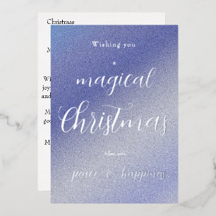 Vœux En Aluminium Carte de Noël personnalisée pailletée de bleu glac