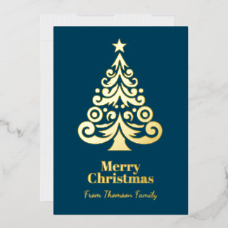 Vœux En Aluminium Carte de Noël personnalisée sarcelle et or