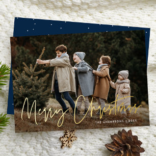 Vœux En Aluminium Carte de Noël photo avec texte manuscrit Joyeux No