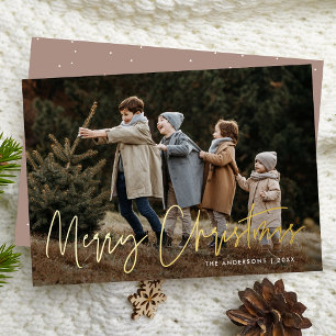 Vœux En Aluminium Carte de Noël photo avec texte manuscrit Joyeux No