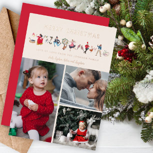 Vœux En Aluminium Carte de Noël photo écru 12 Jours de Noël