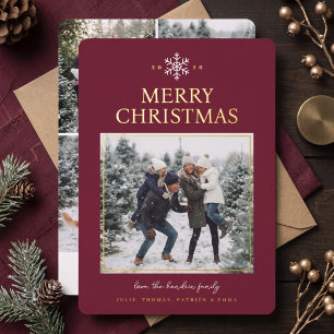 Vœux En Aluminium Carte de Noël photo élégante flocon de neige - Rou