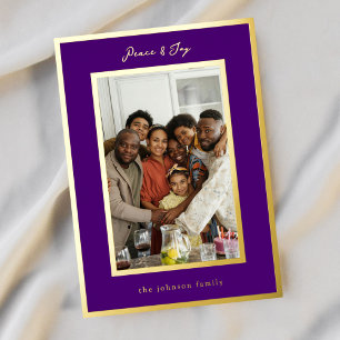 Vœux En Aluminium Carte de Noël photo élégante violette et or