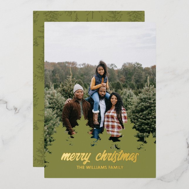 Vœux En Aluminium Carte de Noël Pine Tree Foil (Recto/Verso)