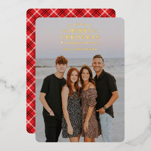 Vœux En Aluminium Carte de Noël Red Holiday Plaid